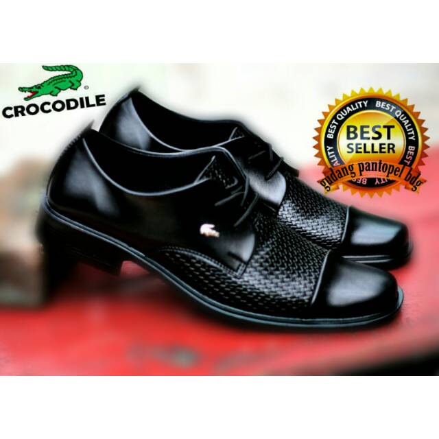 CROCODILE HITAM | SEPATU PRIA | Sepatu Pantofel Santai Casual Kerja Kuliah Pria/Cowok/Men- Laces -D