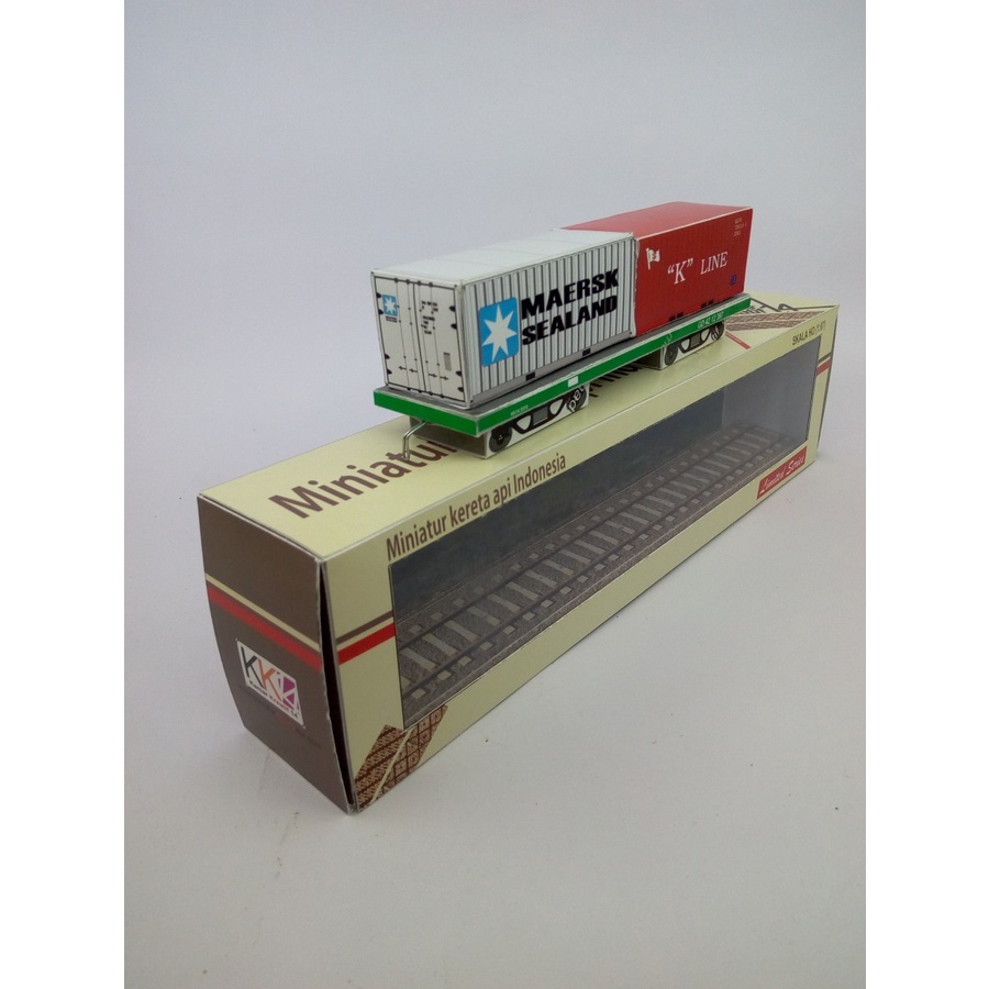 gerbong kontainer 20ft - miniatur kereta api indonesia