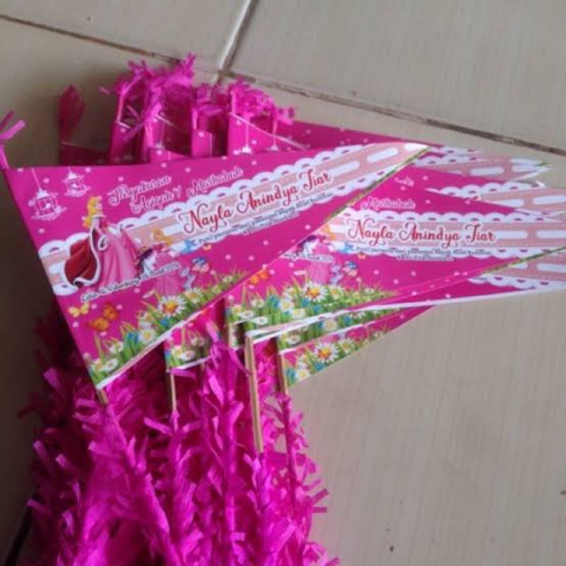 

bendera aqiqah, memakai kertas bc.