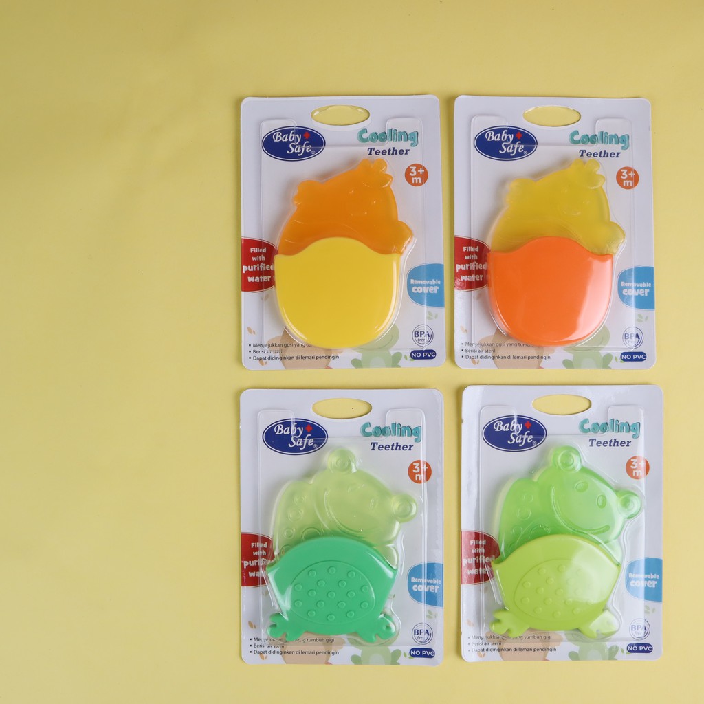 Baby Safe TT004 | Cooling Teether with Purified Water Baby | Mainan Gigitan Bayi Anak | Easy Grip | BPA Free | Orange Hijau Kuning