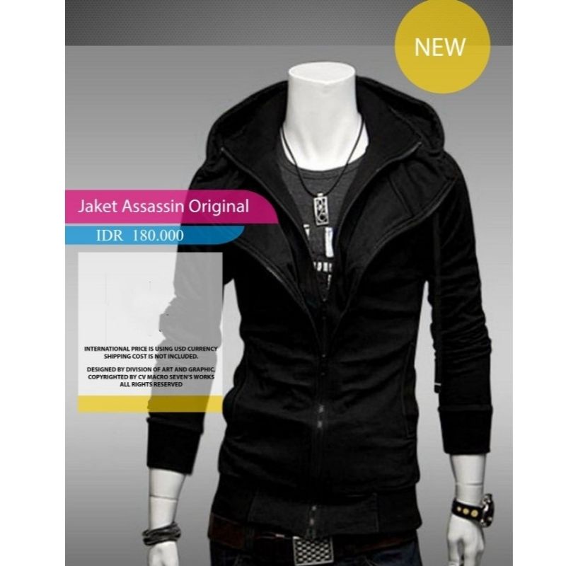 Jaket Hoodie Assasin Assassin Creed Hitam