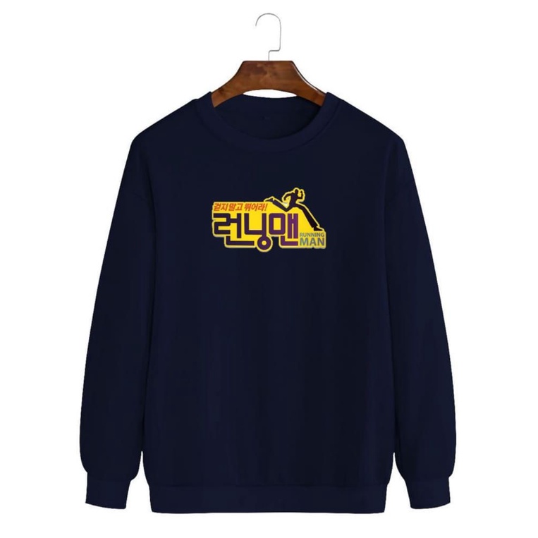 Noveli wear - Kaos sweater Running man tulisan korea sweatshirt roughneck | sweater crewneck basic unisex distro bahan berkualitas sablon digital