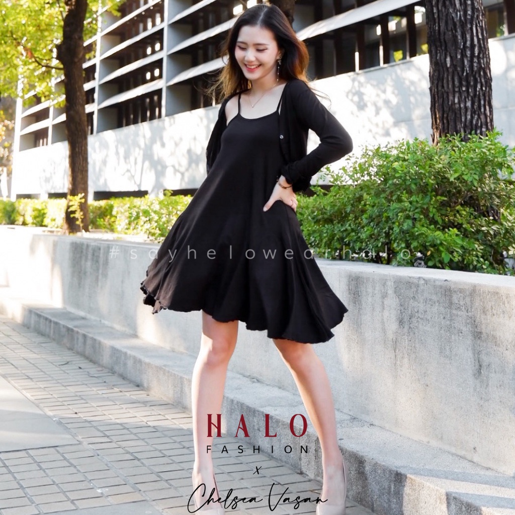 [HaloFashion] Jessica Sexy Set Dress + Cardigan Mini Dress Set Dress Elegant Dress One Set Korean Fashion Special Collaboration HALO X CHELSEA