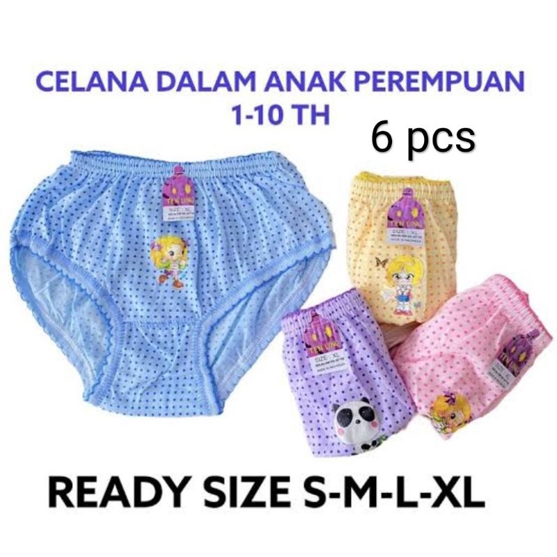 6pcs Celana Dalam Anak Perempuan lusinan 3 4 5 6 7 8 9 10 tahun CD Dalaman Cewek tokozifa25