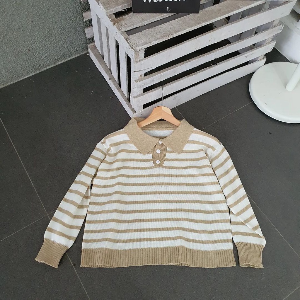 Outher Wanita Sweater Rajut Dhabie Stripe Korean Style Terbaru