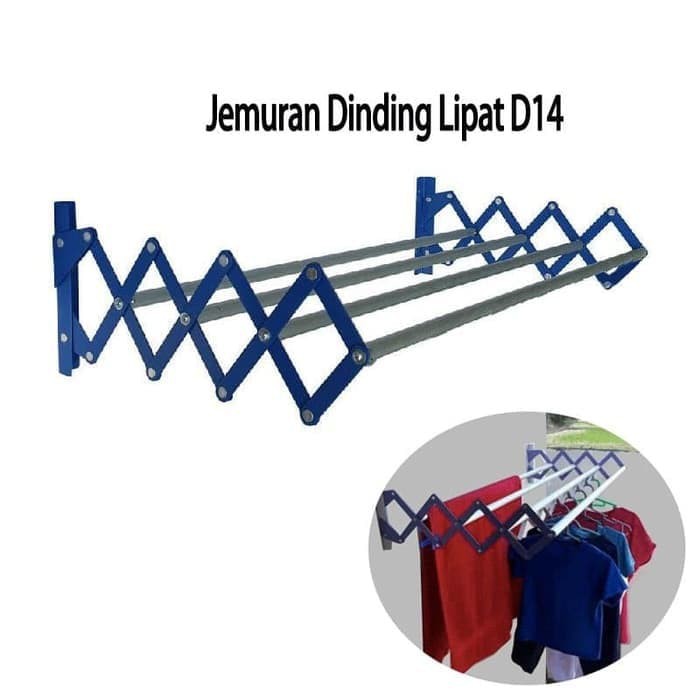 Jemuran Dinding Lipat Aluminium Hanger Gantungan Rak Baju Handuk Selimut Pakaian Portable Foldable