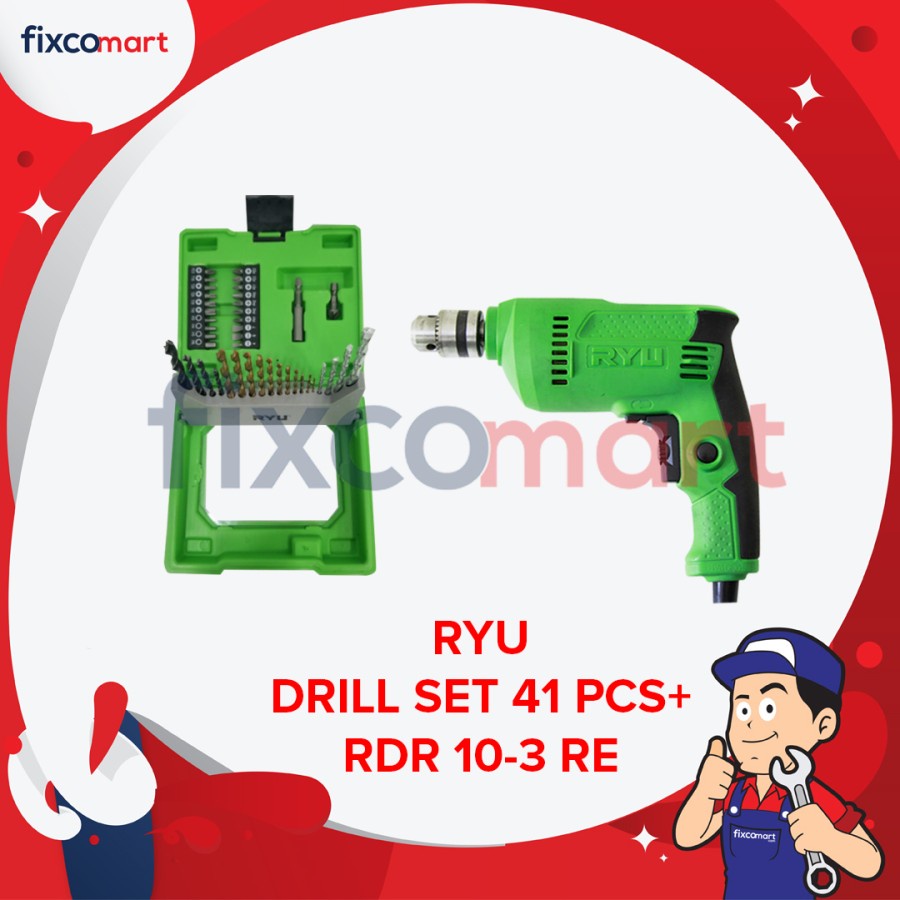 RYU Paket Murah Set Bor 10 mm RDR 10-3 RE Mata Bor 41 Pcs