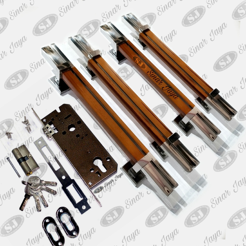 Satu set Handle Pintu rumah minimalis 45 cm &amp; 60 cm / gagang tarikan kunci Pintu kupu tarung termurah / Pegangan pintu stainles mewah