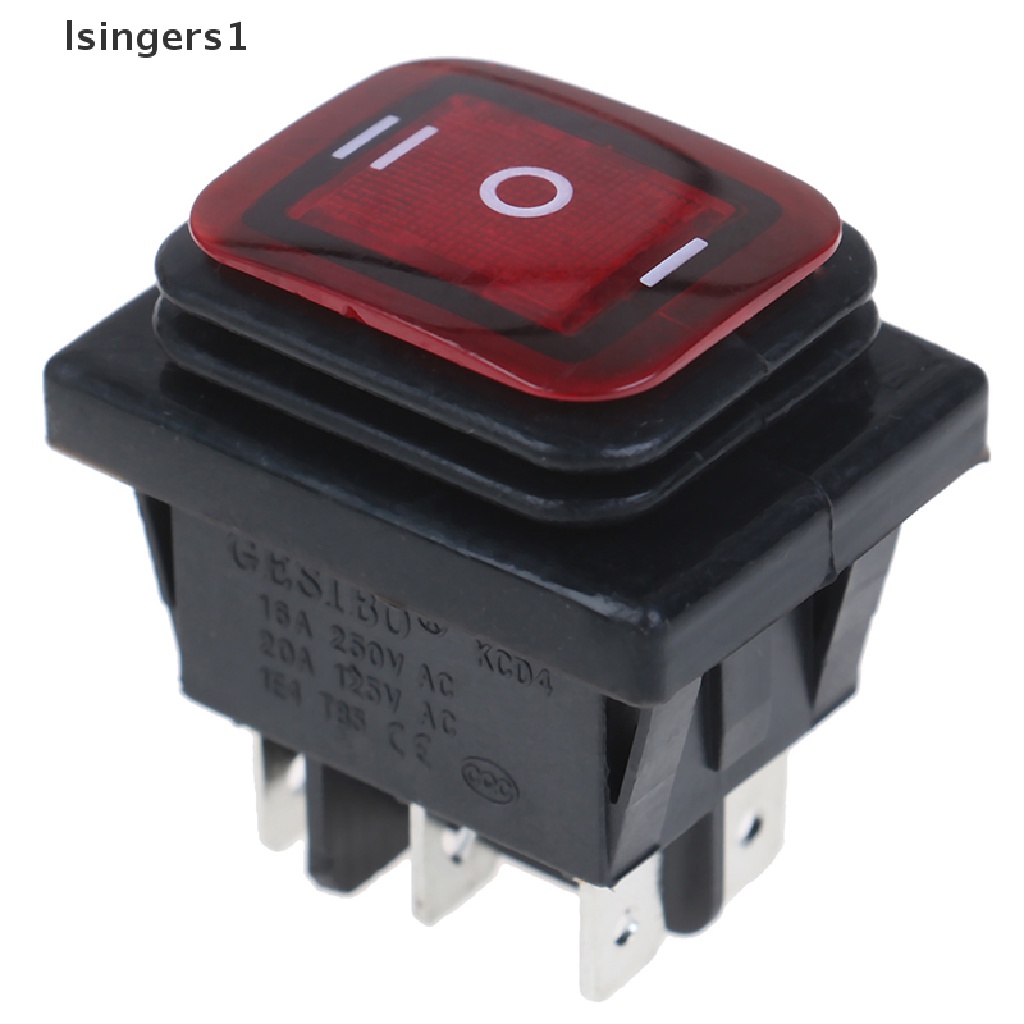 (lsingers1) 1pc Saklar Rocker Toggle 6-pin 30A / 250V 12V 220V Anti Air Dengan Lampu LED Untuk Perahu