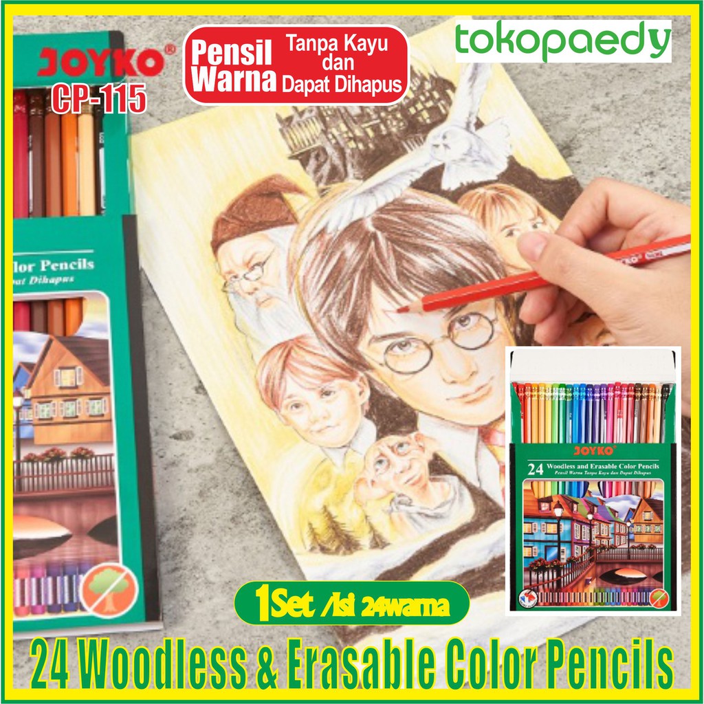 

JOYKO Pensil Warna 24 Warna CP-115 Panjang /ORIGINAL - Erasable Color Pencils /Dapat Dihapus - CP115