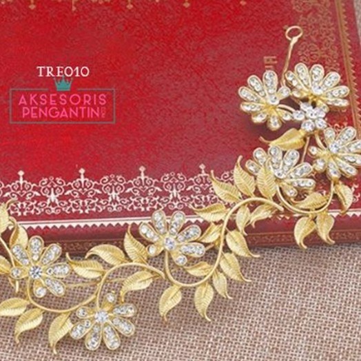 [READY STOCK] HAIRBAND TIARA PENGANTIN CROWN WEDDING HEADPIECE GOLD TRE010