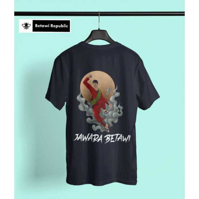 Kaos Betawi Republic - Jawara Betawi Kaos Pria dan Wanita (Gambar Belakang)  bahan Combed 24's Premi