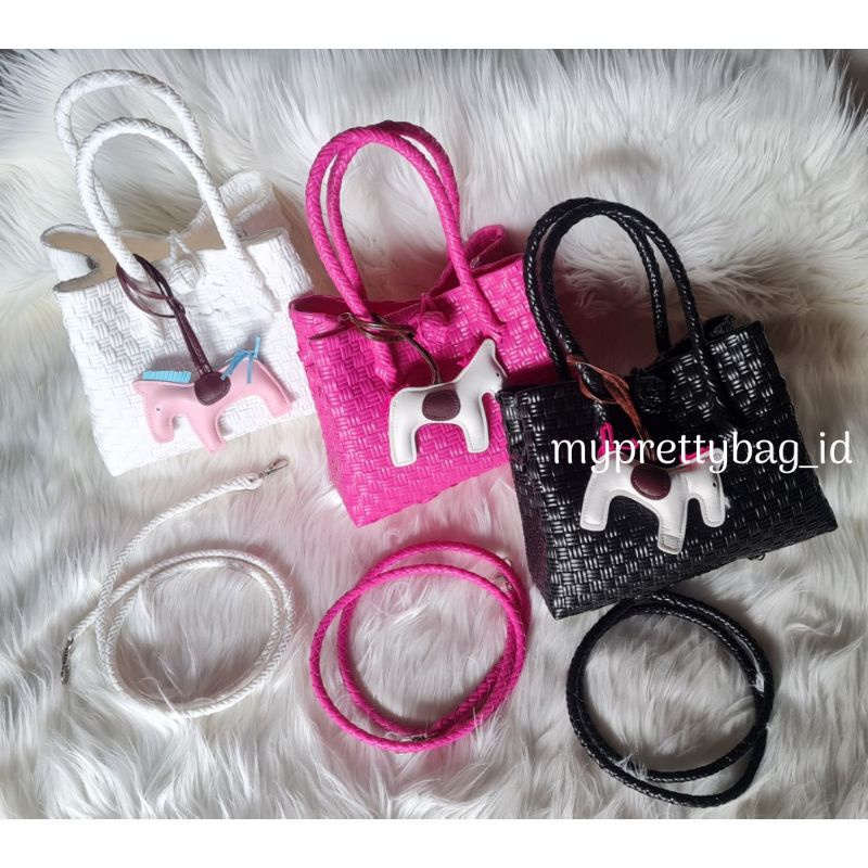 (TANPA ACCESORIES) READY LUNA BAG Mini Patty Plus Strap Tas Jali Tas Jaly Tas Anyaman Plastik Premium