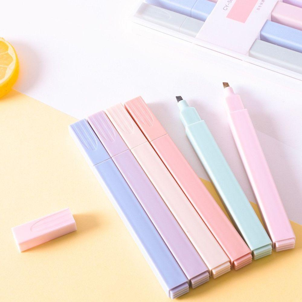 Lanfy Stabilo Pulpen 6 Pcs/Set Kreatif Morandi Warna Siswa Stationary Pelindung Mata Spidol Set