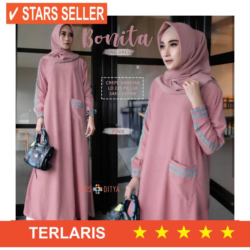 VANILA HIJAB MURAH BARU DRESS JUMBO BESAR LD 110 XL XXL XXXL / Gamis Muslim Bonita Long Dress