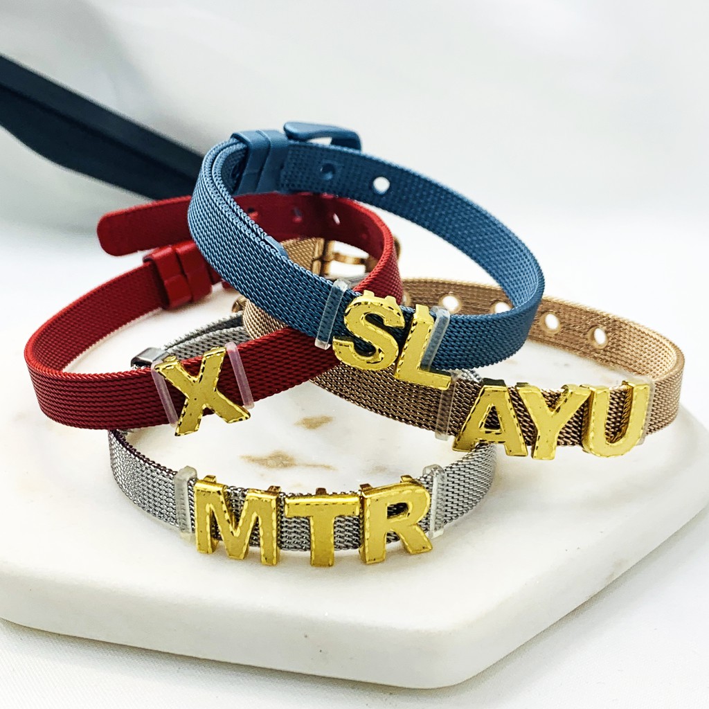 Gelang Charm Emas Asli Tali Jam Huruf Liontin Mainan Kadar 700 16K Alfabet Alphabet