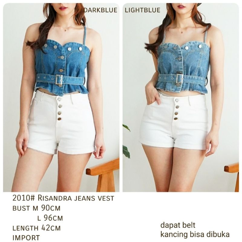 MDLV ~ 2010 RISANDRA JEANS VEST + BELT (HNY VEST TANPA KEMEJA ) / ROMPI JEANS CEWEK / FASHION IMPORT