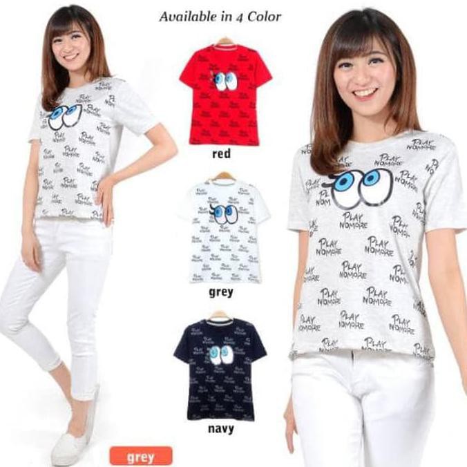WANITA FASHION BELLE FASHION T-SHIRT PLAY NOMORE OB FASHION PAKAIAN