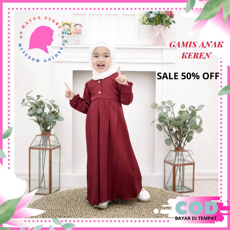 GAMIS ANAK CANTIK CUTE SIMPLE FASHION KIDS ANAK MUSLIM USIA 1-2 3-4 TAHUN MODERN MAXI LONG DRESS PAK