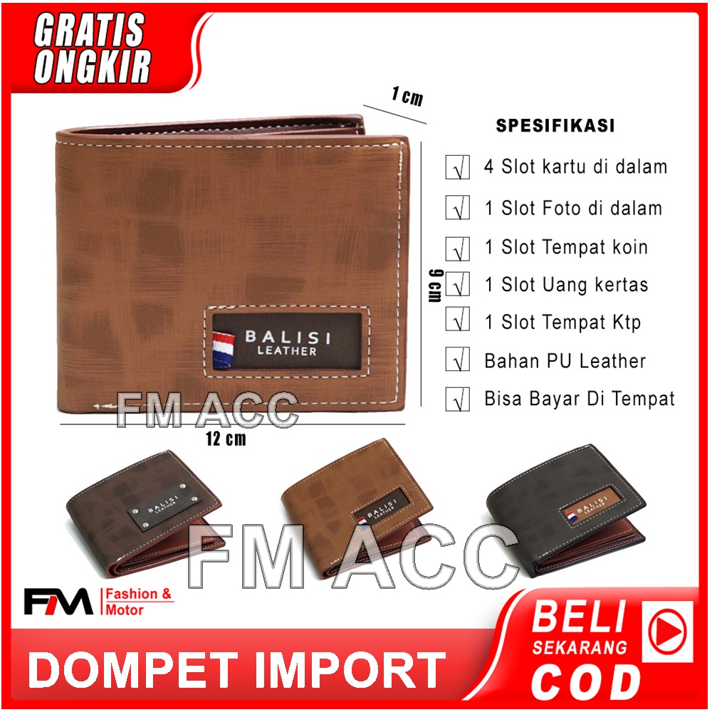 Dompet Lipat Pendek Kulit Balisi/Dompet Kulit Pendek Import