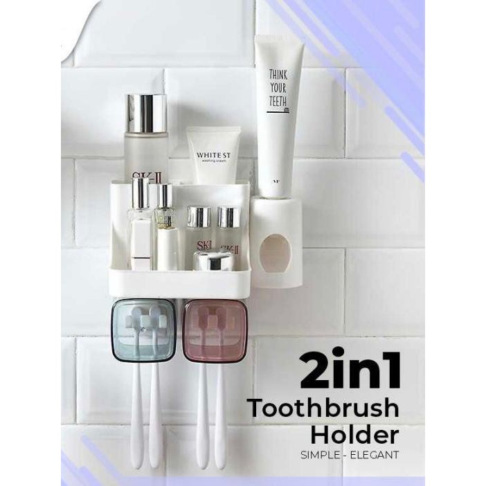 SHENAR, RAK SIKAT GIGI ORGANIZER/TOOTH BRUSH HOLDER/ALAT RAK KAMAR MANDI 2 IN 1