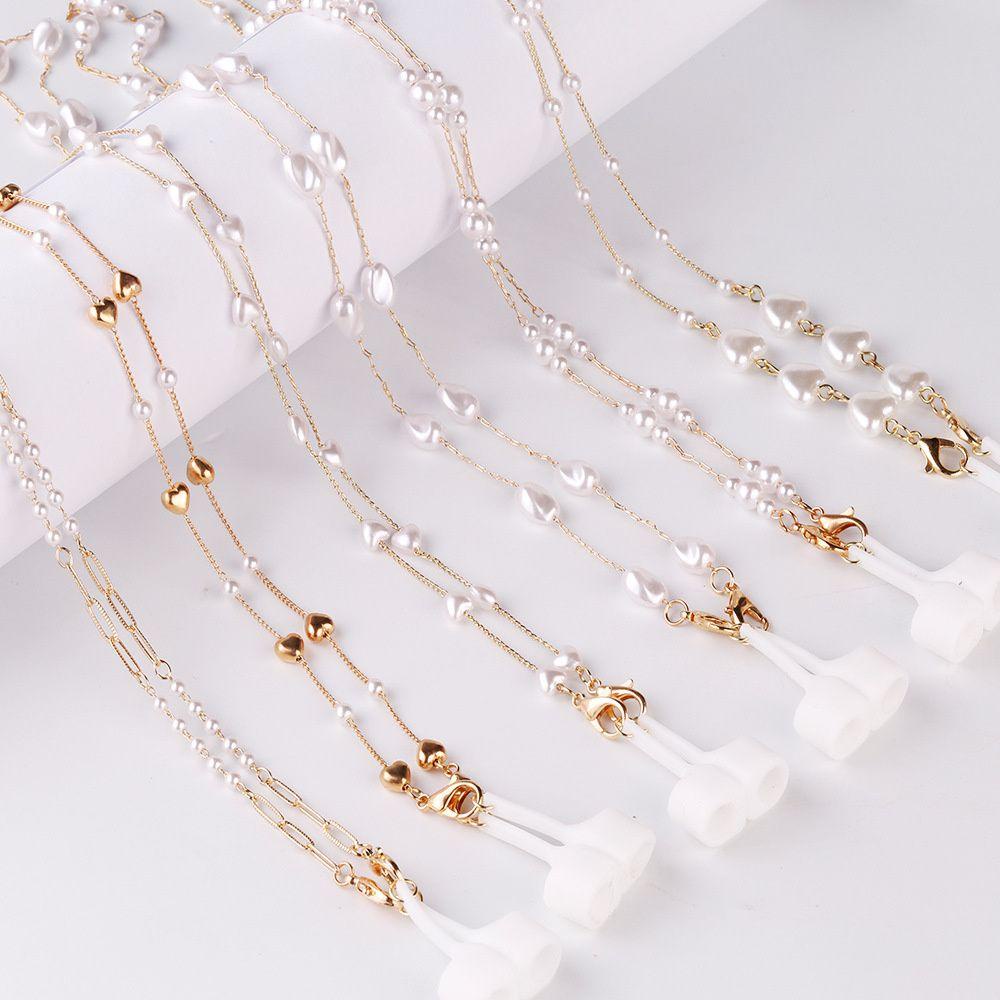 Rantai Nanas Mutiara Retro Pearl Gold Chain Anti Drop Lanyard