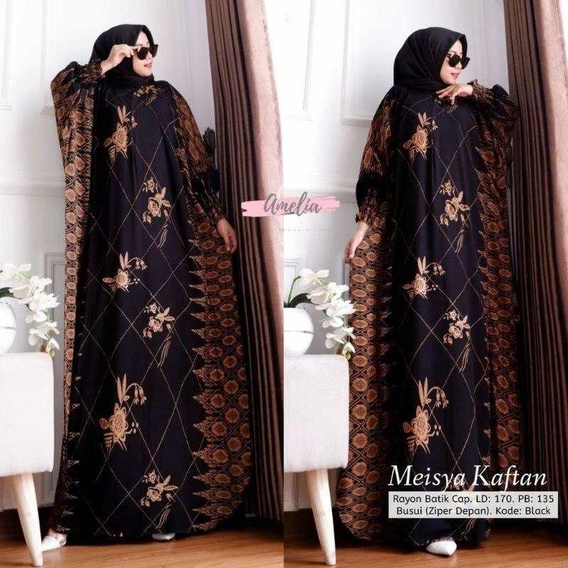 COD - Asmiranda Maxy Gamis Muslim Aurora Dress Shakila Aksen Renda Brukat Import Ld  110 Fit S - XL ( Free Bros ) Fashion Maxi Wanita Pesta Kondangan Modern Termurah Terlaris-KAFTAN MEISYA HITAM