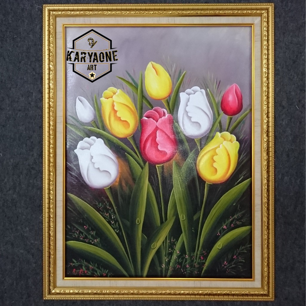 Lukisan Bunga Tulip Asli Lukisan Tangan
