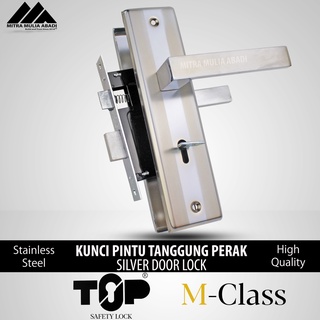 Kunci Pintu Top M-Class Set Komplit Silver | 20CM | Gagang Kotak