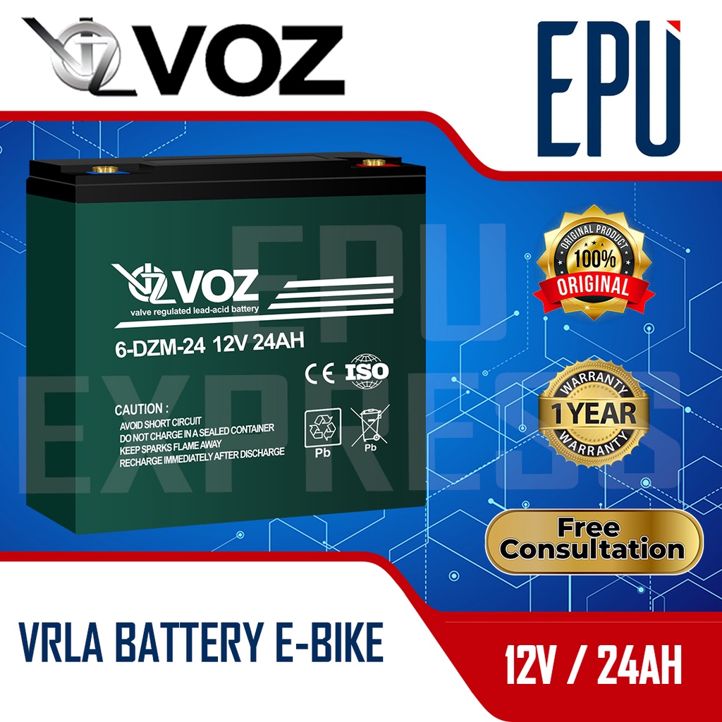 Aki Selis VOZ 12V 24AH Aki Sepeda Listrik Baterai Aki Motor Listrik