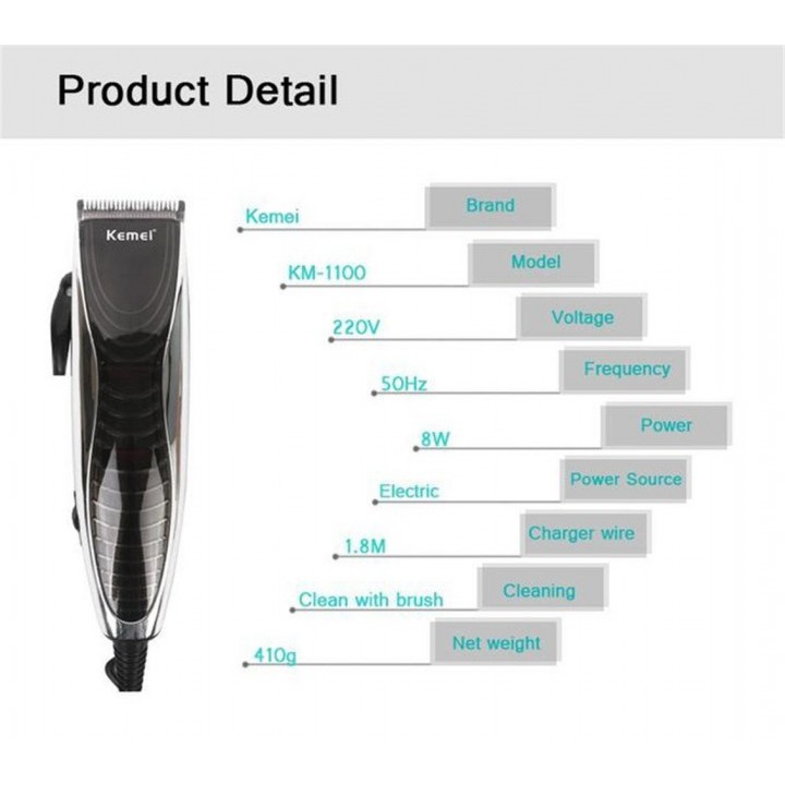 KEMEI KM-1100 Rechargeable Triple Blade Razor for Wet and Dry Use