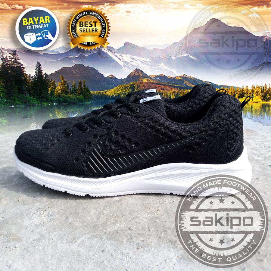 PROMO 8.8 !! SEPATU SEKOLAH HITAM SOL PUTIH RINGAN DIPAKAI / SEPATU SEKOLAH HITAM BERTALI / SEPATU SNEAKERS HANGOUT KERJA SENAM OLAHRAGA AEROBIK / SAKIPO