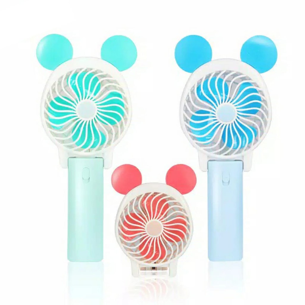 Kipas Mini Lipat Karakter Mickey Pastel  - MKPAS - Kipas Recharge Handy Mini Fan