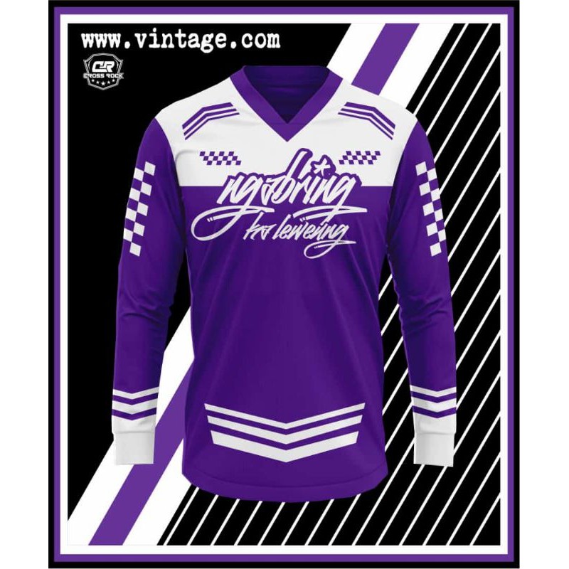 Jersey Motor Trail Cross Rock Baju Kaos Atasan Tangan Panjang Pakaian Olahraga Pria Sablon Printing