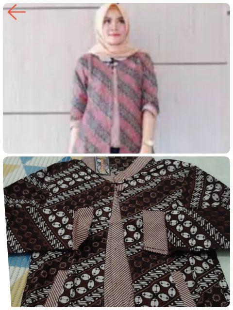 Blouse Collata Batik Sogan Muslim Baju Kerja Kantoran Formal Blus Casual Seragaman