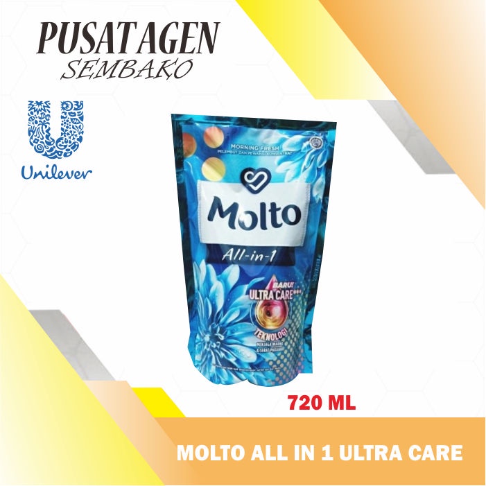 Jual Molto All In 1 One Blue 720 Ml Pelembut Pewangi Konsentrat Pakaian Baju Celana 720ml Pouch 1097