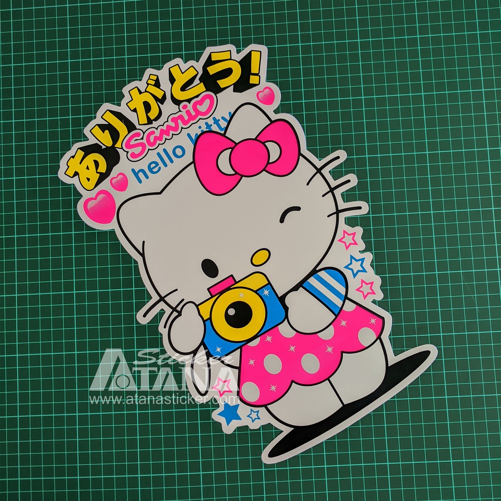 Stiker Printing Sablon Jumbo Vinyl Hello Kitty Kartun Anime Imut Cantik Motor Mobil Dinding Kaca