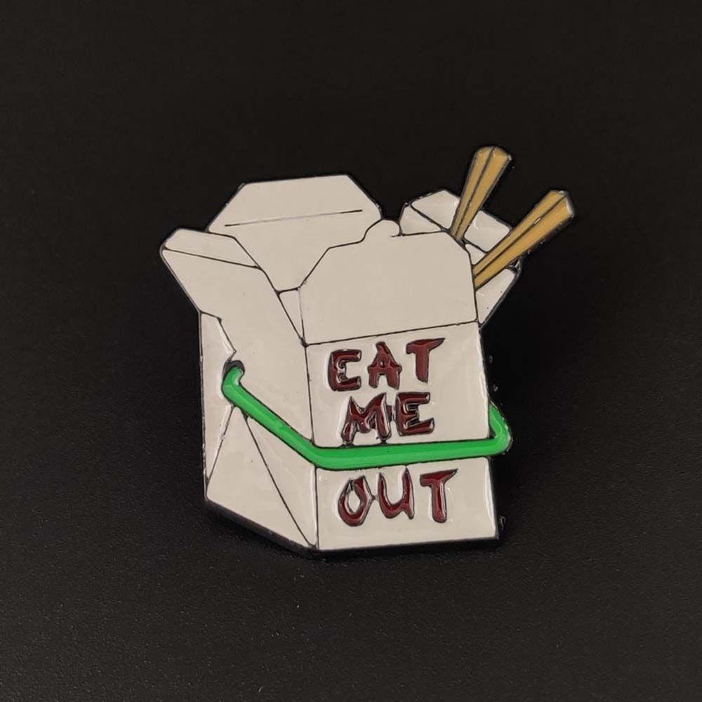 [Elegan] Bros Kotak Makanan Cepat Saji Hadiah Lucu Untuk Wanitapria Aksesoris Perhiasan Kerah Brooch Eat Me Badge Pin Enamel Pin