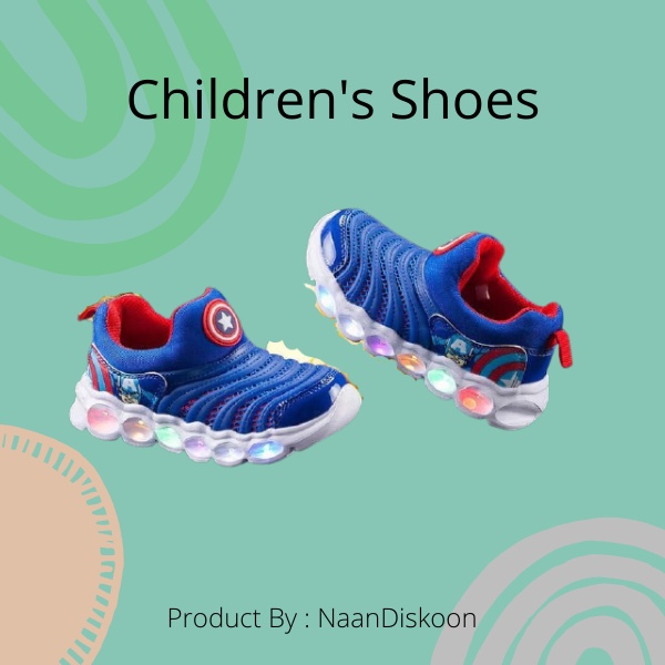 Sepatu anak laki laki Sepatu Sneakers LED Anak Laki-laki & Perempuan Motif 022 Sepatu Import Cowok K