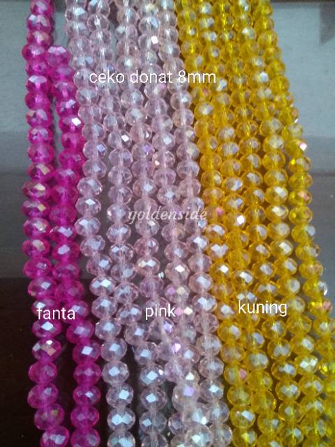 Kristal ceko donat 8mm manik Crystal ceko gepeng 8mm /string