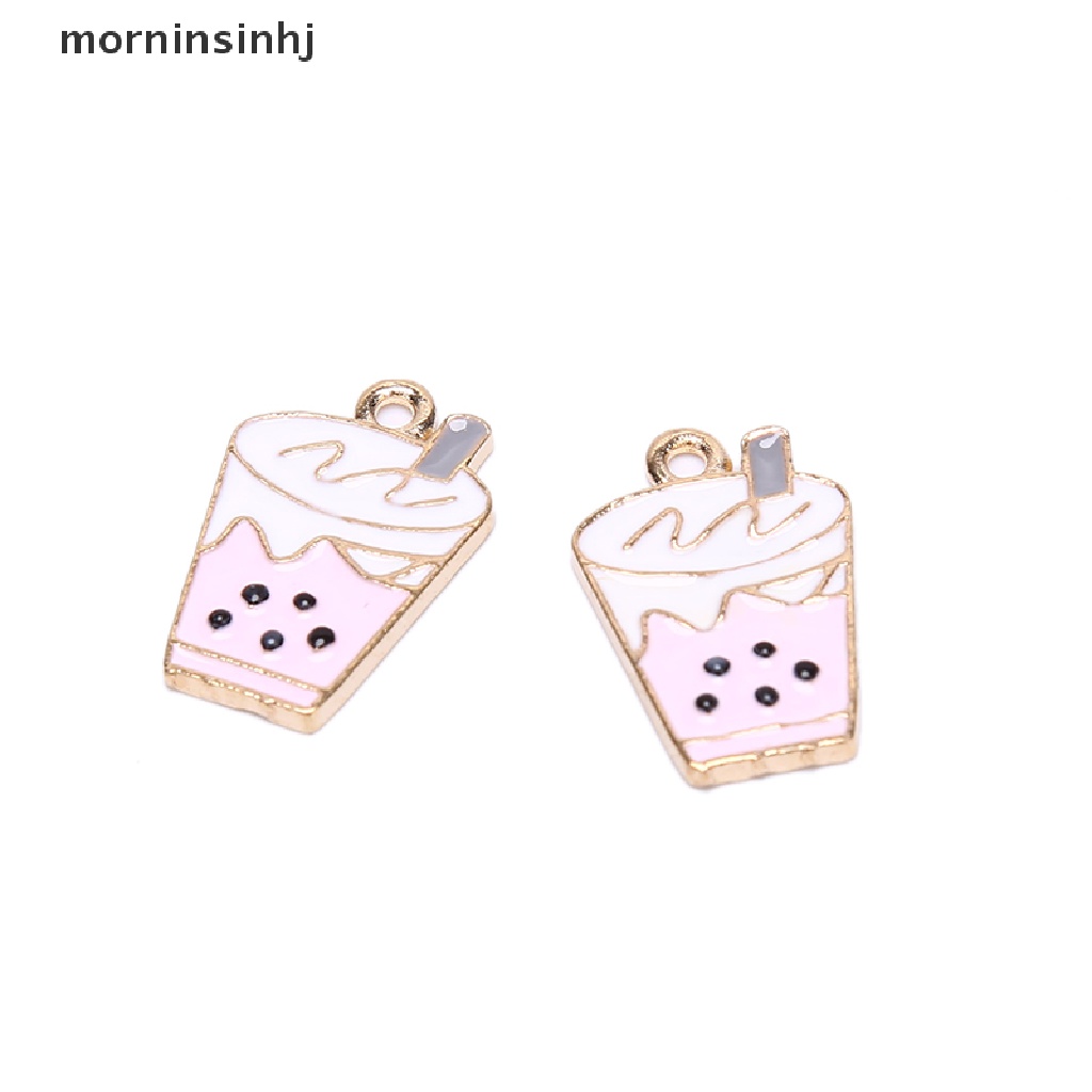 10pcs / lot Liontin Enamel Bentuk Milk Tea Untuk Perhiasan Anting