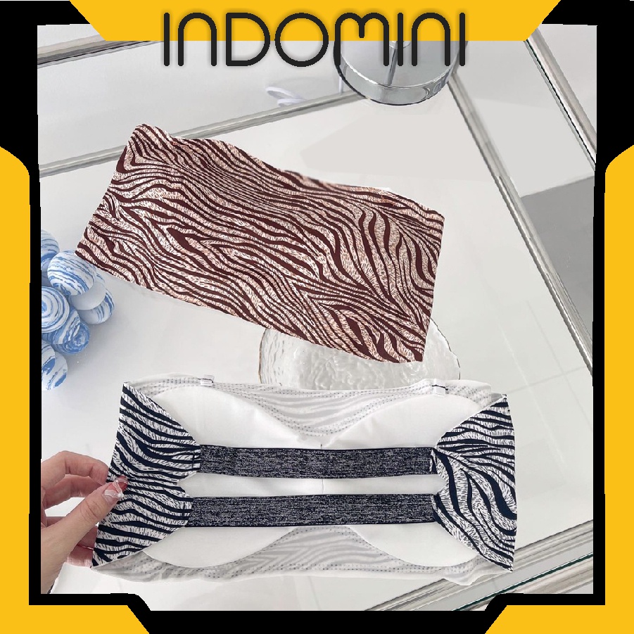 INDOMINI  Bra Kemben Seamless Motif Macan Tanpa Tali Anti Slip Pakaian Dalam BH Wanita B073