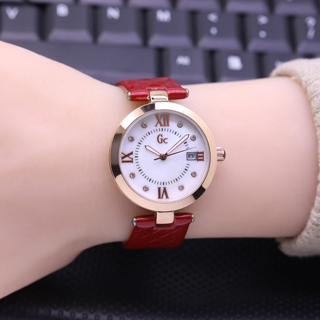 Jam Tangan Wanita Fashion L3604S Tali Kulit Motif Tanggal Aktif Free Box &amp; Baterai