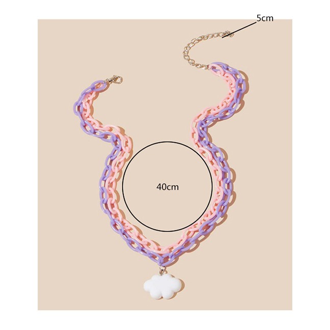 LRC Kalung Fashion Color Mixing Cloud Resin Thick Chain Contrast Color K25129