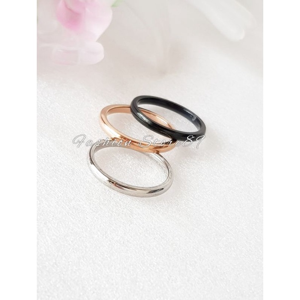 Cincin Titanium simple Tipis Cincin Ukuran 1.5mm Titanium antikarat fashion Simple Black gold Rosegold