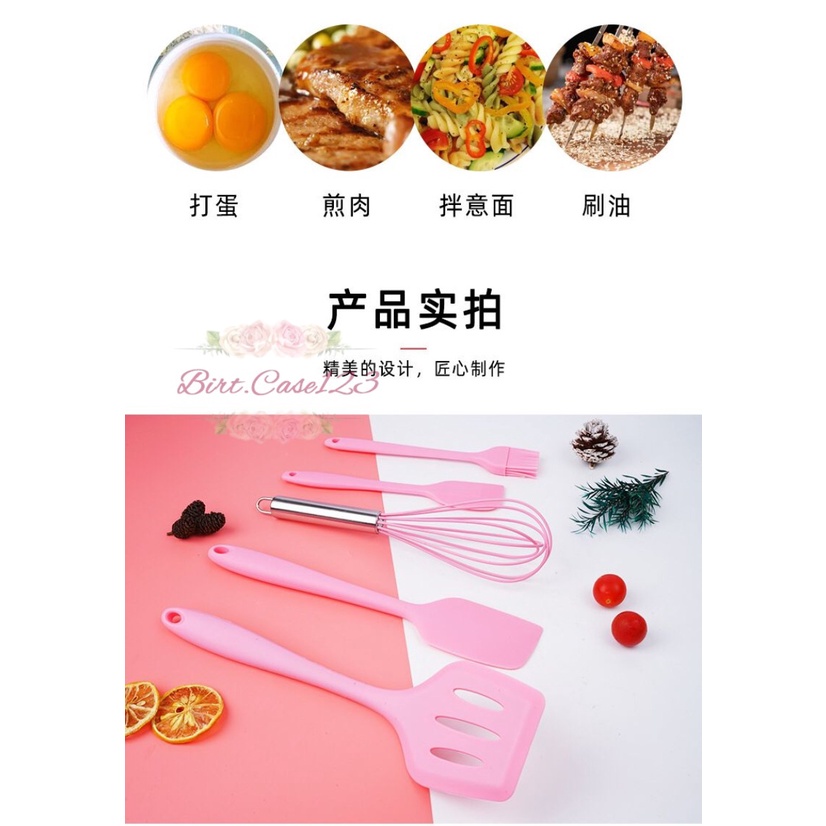 RT81 ALAT MASAK BAHAN SILIKON SILICONE UTENSIL SPATULA COOKING BAKING PROPS SET 5PCS PERALATAN MASAK 5 IN 1 TAHAN PANAS BPA FREE BC6218