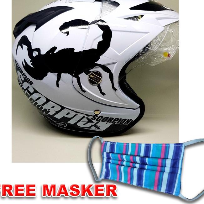 ✰ Helmet Double Visor TGP Motif Scorpions Warna Putih Setara Helm KYT INK GM WTO ♤
