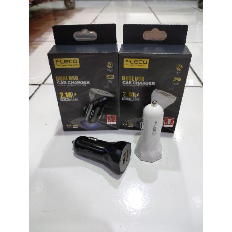 ADAPTOR CAR CHARGER FLECO CC-01 2USB BATOK CHARGER MOBIL FLECO KEPALA CASAN MOBIL SAVER FLECO CC-01