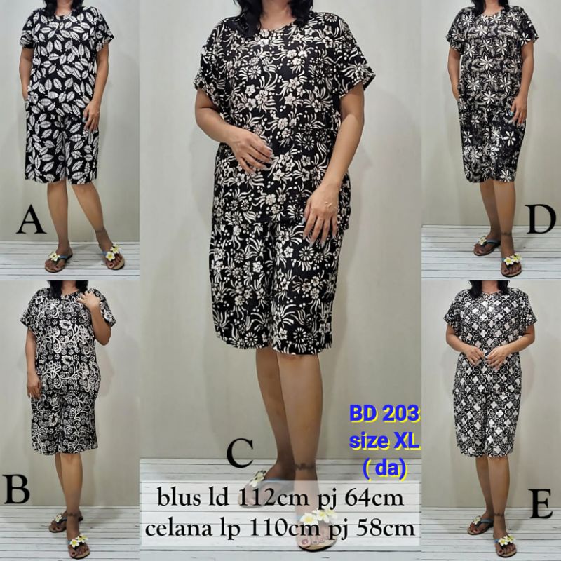 BD 203 setelan babydoll rayon big size jumbo XL piyama baju tidur wanita
