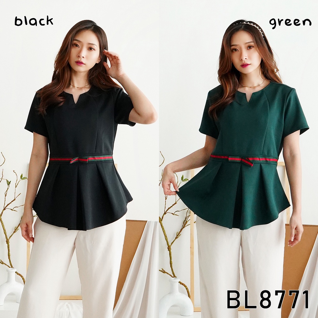 Baju atasan blouse polos pergi kerja kantor kuliah casual top fashion cewek wanita murah -8771-1